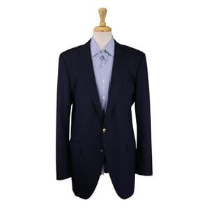 Miller Brothers Bespoke Navy Blue w/ Gold Metal Buttons Wool Blazer 44L